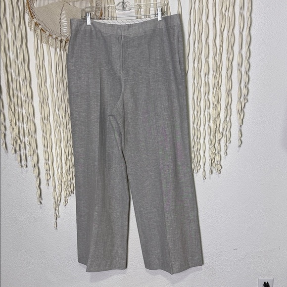 Lafayette 148 New York NWOT Soft Gray Dalton Linen/Wool Blend Trouser Size 14 - Picture 2 of 12